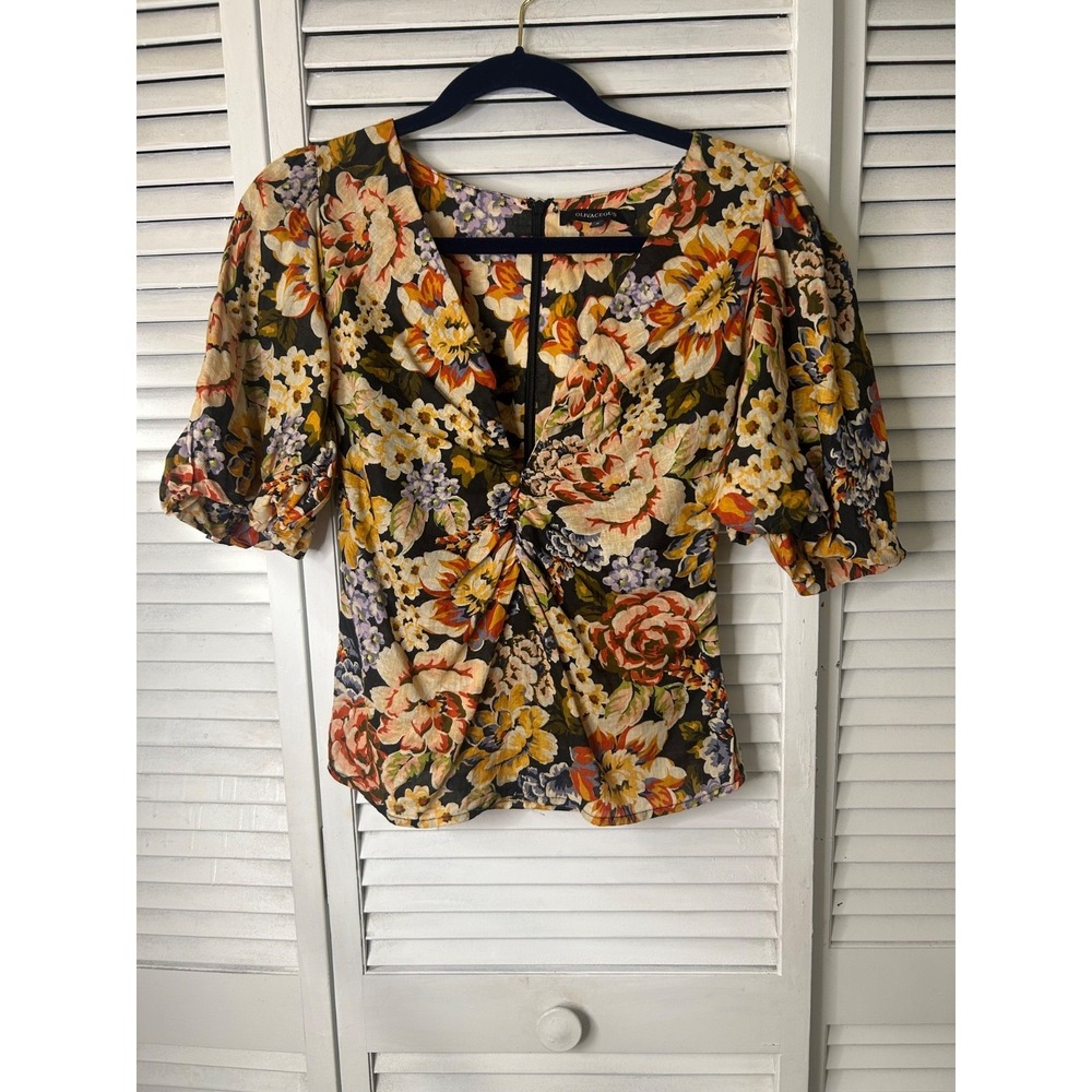 Olivaceous Floral Print Boho Top Size Small